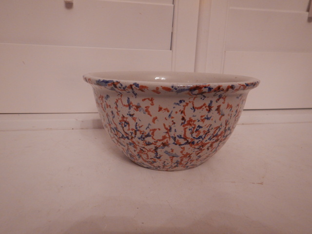 Vintage Spongeware Splatter Ware Pottery Bowl