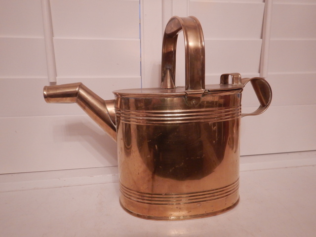 Antique English Brass Gallon Watering Can Hot Water 1890's
