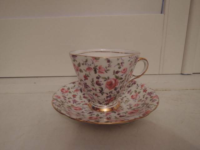 Vintage Windsor Chintz Rose Dubarry Briar Confetti Cup & Saucer Teacup