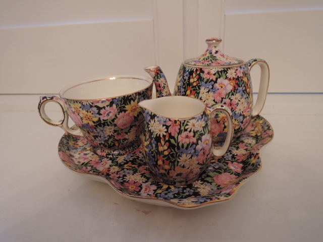 Vintage Royal Winton Chintz Balmoral Breakfast Set Tea for One Teapot Rare!