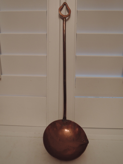 Antique Large English Copper Ladle w/Pour Spout Primitive Dipper