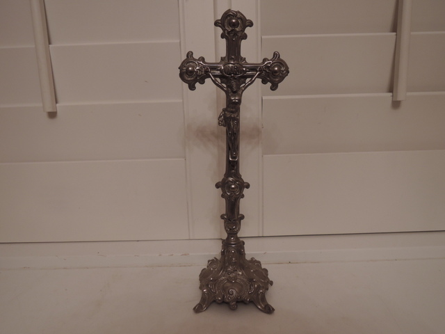 Vintage French Ornate Altar Cross Jesus Crucifix Religious