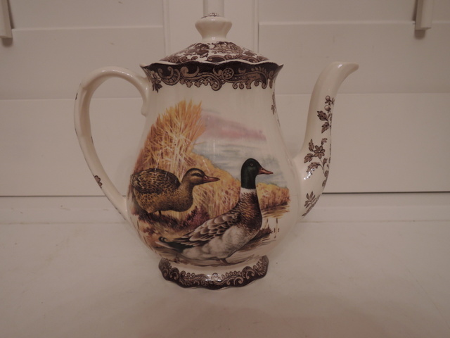Vintage Royal Worcester Palissy Game Series Coffee Pot/Teapot Quails, Mallards Ducks