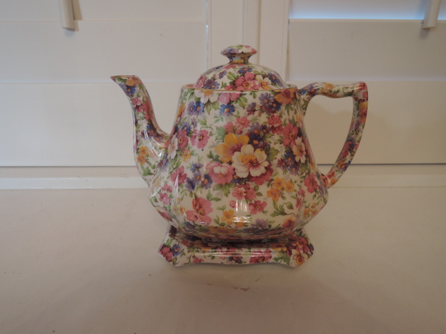 Vintage James Kent Chintz Du Barry Teapot & Trivet Stand Old Mark