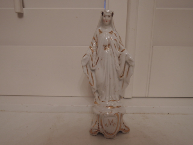 Antique French Porcelain Madonna Virgin Mary Figurine Religious Statue