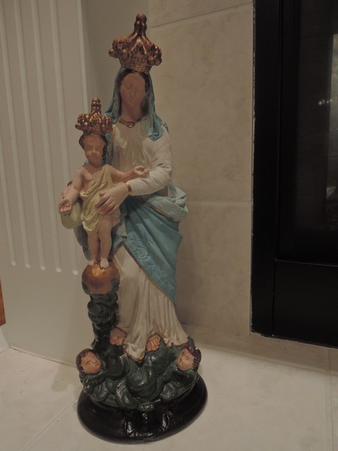 Vintage Large Belgium Chalkware Madonna & Child Statue Figurine Mary Jesus