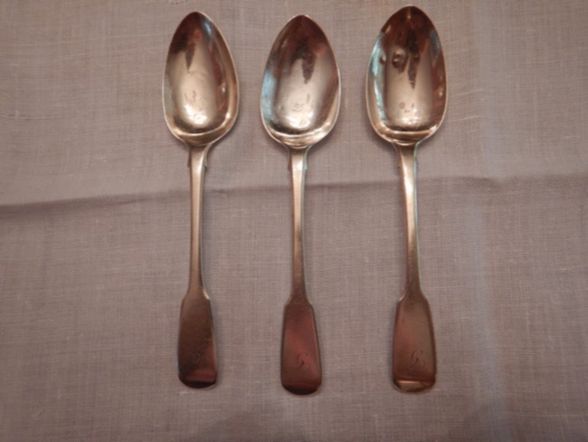 Antique Sterling Silver Set of 3 Fiddle Spoons Hallmark London 1821 George IV