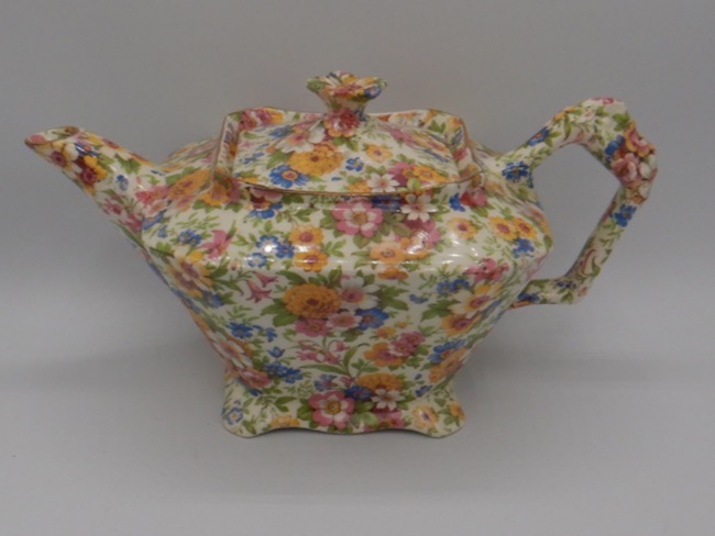 Vintage James Kent Chintz Mille Fleurs Teapot 5 Cups Rose Handle Rare!