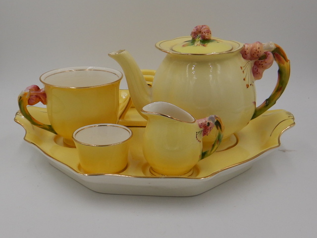 Vintage Royal Winton Yellow Tiger Lily Breakfast Set Bachelor Tea For One