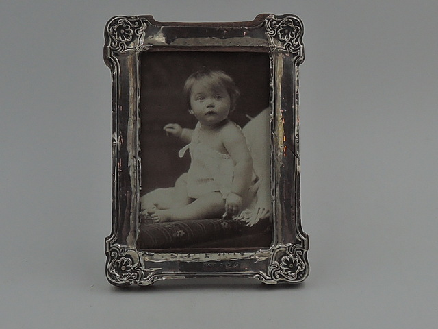 Antique English Sterling Silver Photo Frame 2 1/4" x 3 1/4" Picture Birmingham 1912