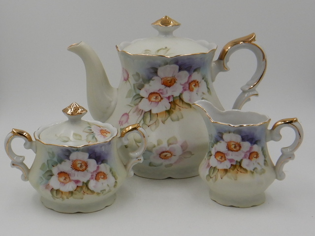 Vintage Lefton Magnolia Tea Set Teapot Hand Painted Beautiful