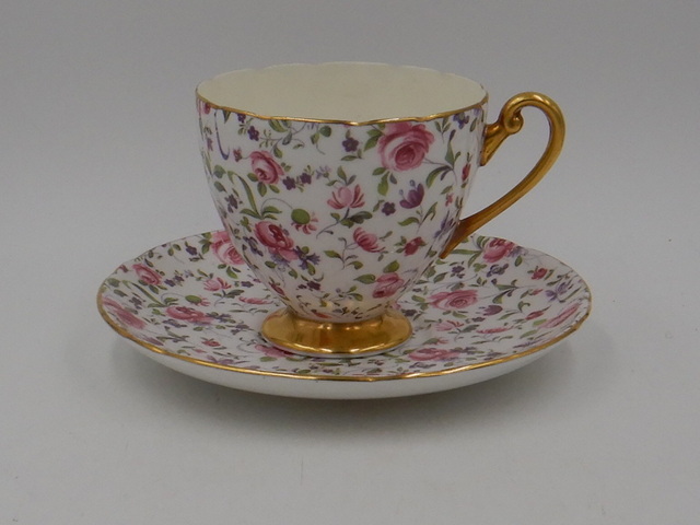 Vintage Shelley Chintz Briar Rose Cup & Saucer Ripon Shape 14037