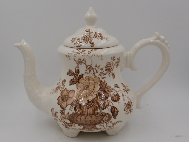 Royal Staffordshire Charlotte Clarice Cliff Brown Transferware Teapot Rare!