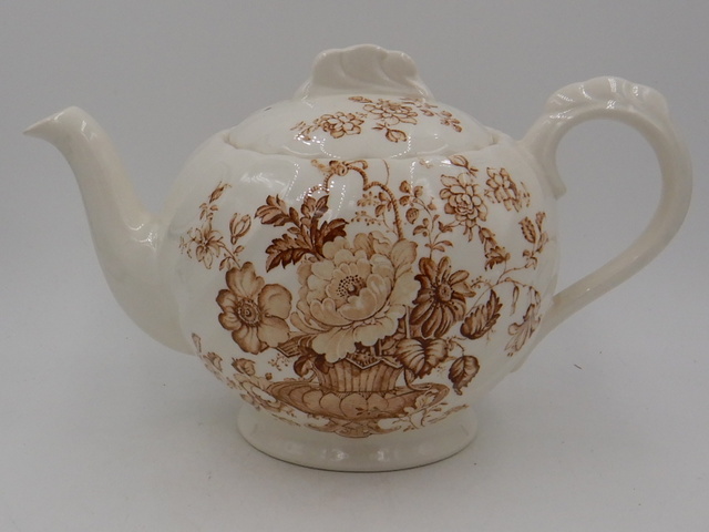 Royal Staffordshire Charlotte Clarice Cliff Brown Transferware Teapot