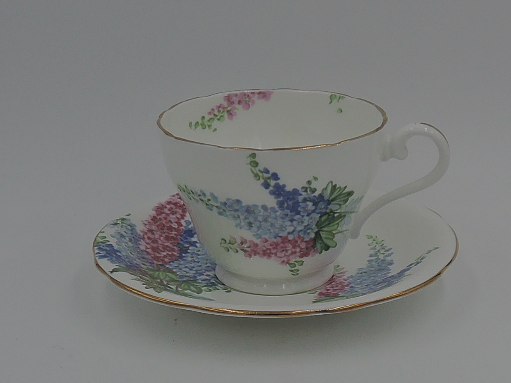 Vintage Aynsley Delphiniums Cup & Saucer Teacup Bone China