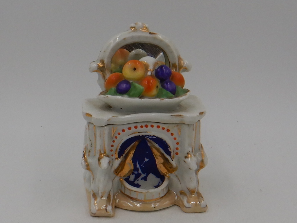 Victorian German Fairing Bowl of Fruit Porcelain Box Conta & Boehme