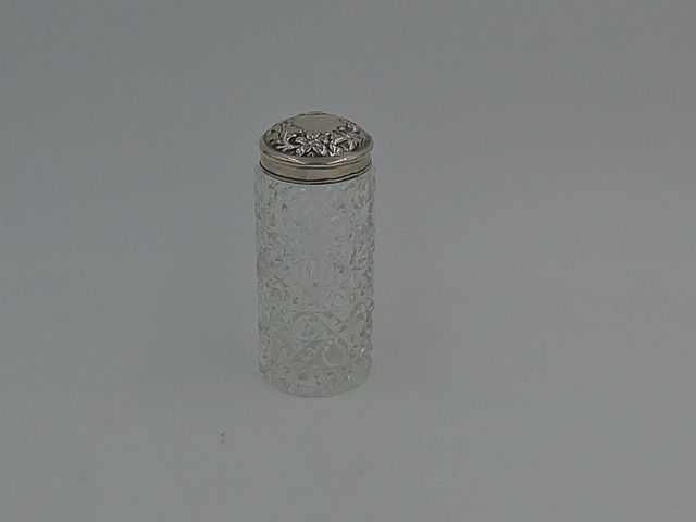 Antique English Sterling Silver Ornate Lid & Cut Glass Vanity Jar Hallmarked 1905