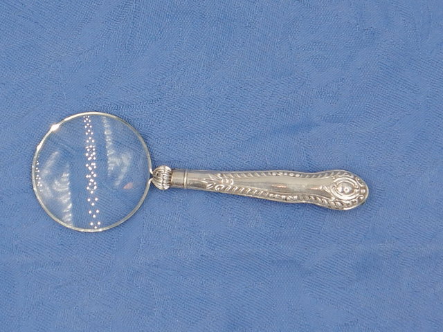 Antique Edwardian Sterling Silver Ornate Handle Magnifying Glass 1910