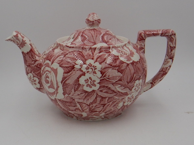 Burleigh Ware Pink Victorian Chintz Teapot Rare!