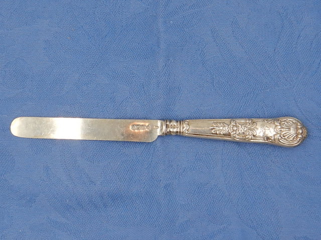 Antique Victorian Sterling Silver Blade & Handle Knife London 1857 Queens Pattern