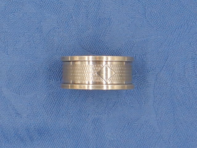 Antique Victorian Sterling Silver Napkin Ring Birmingham 1859 Diamond Cartouche