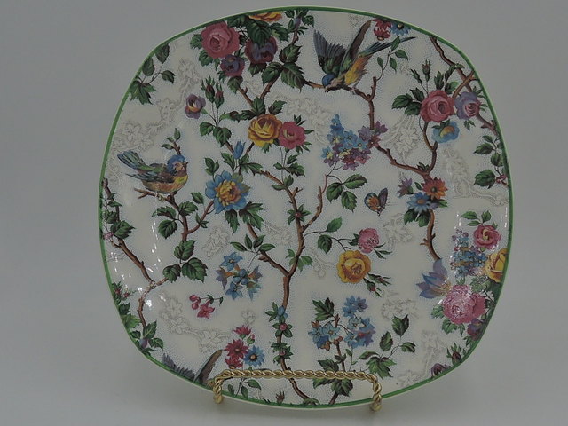 Vintage Midwinter Chintz Lorna Doone 7.5" Plate Green Rim Dish