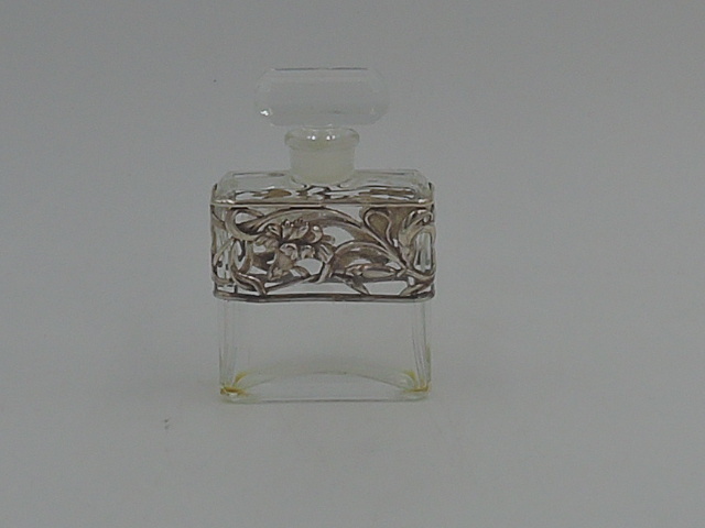 Vintage Chanel Glass Perfume Bottle w/Sterling Silver Border 1/2 fl. oz.