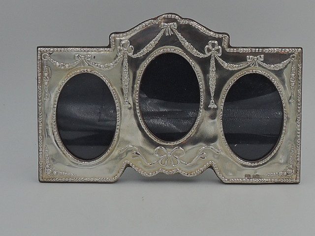 Vintage English Silverplate 3 Picture Photo Frame Silver Plate 2.5" x 1.75"