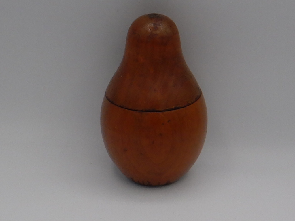 Antique Wooden Pear Fruitwood Tea Caddy Carved Box Wonderful Patina Treen