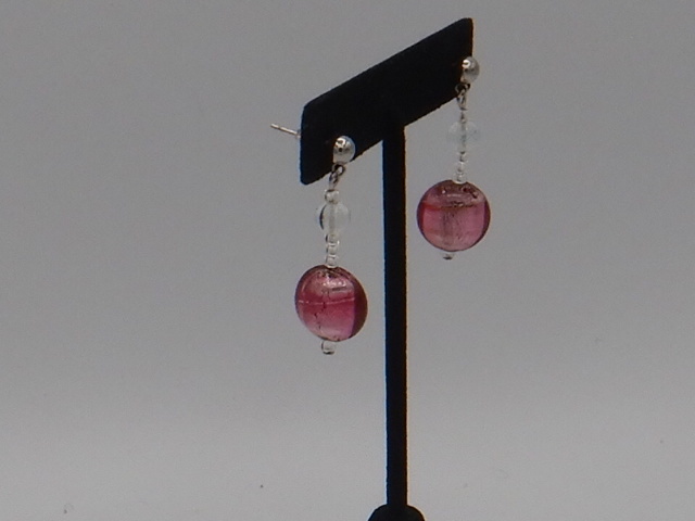 Italian Pink Murano Glass Dangling Earrings Antica Murrina