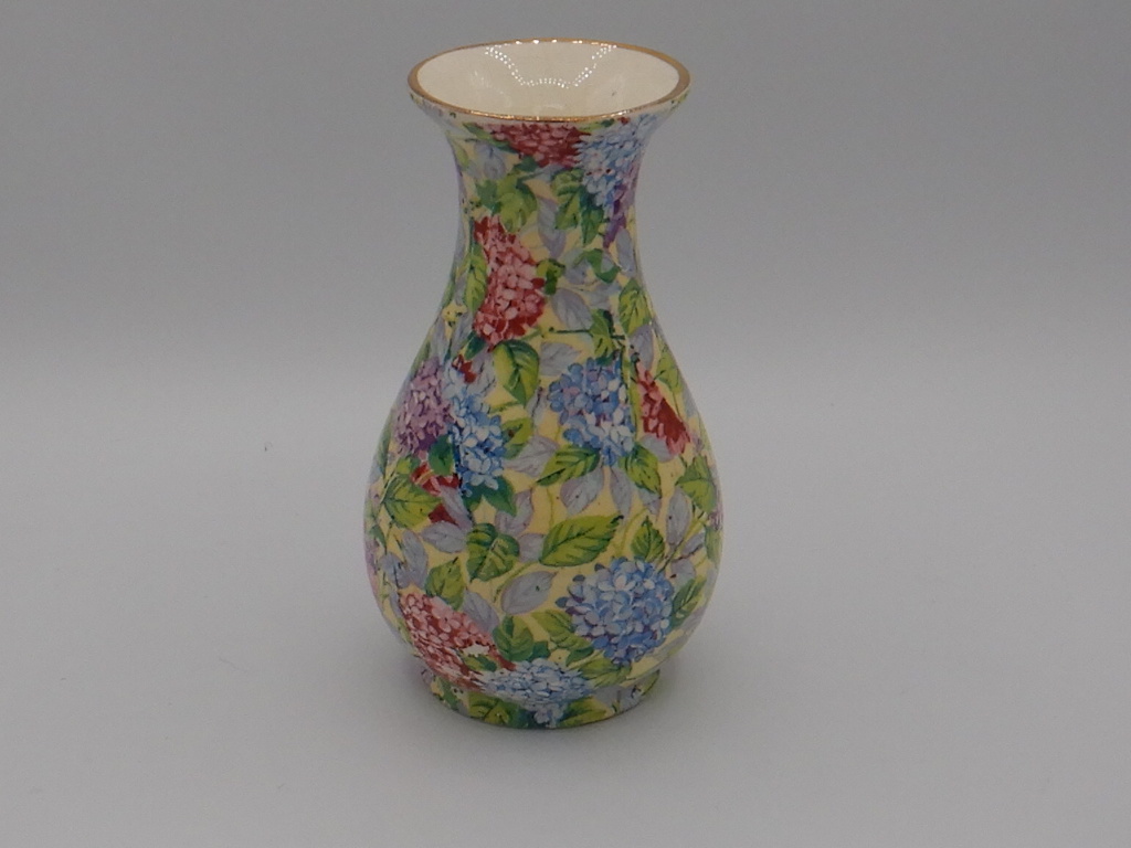 Vintage James Kent Chintz Hydrangea 5" Vase
