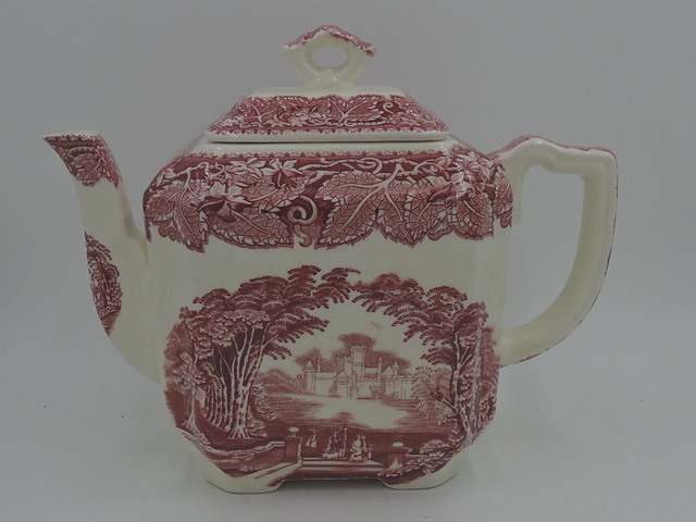 Vintage Large Square Masons Vista Ironstone Teapot 9 Cups