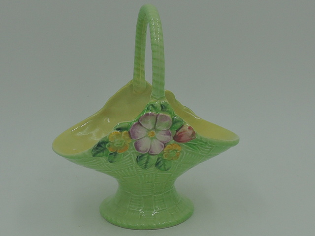 Vintage Porcelain Carlton Ware Green Primula Basket Design