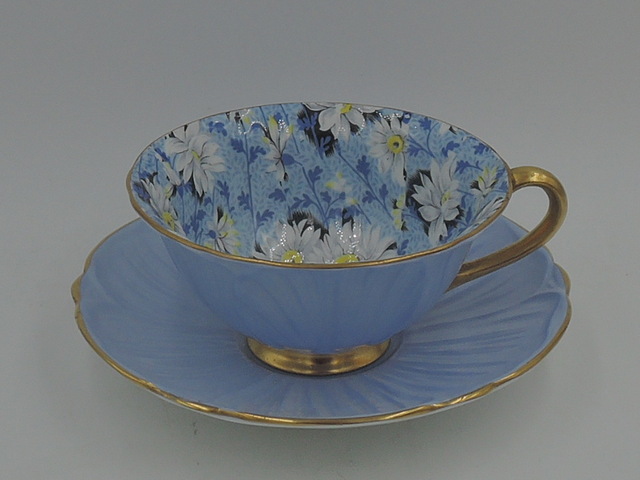 Vintage Shelley Chintz Oleander Blue Daisy Cup & Saucer Teacup