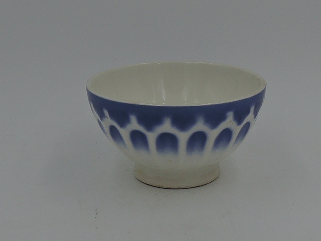 Vintage French Cafe Au Lait Bowl Blue & White Pottery 1930's