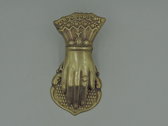 Victorian Brass Paper Hand Clip Letter Note Holder Desk Wall 1800's
