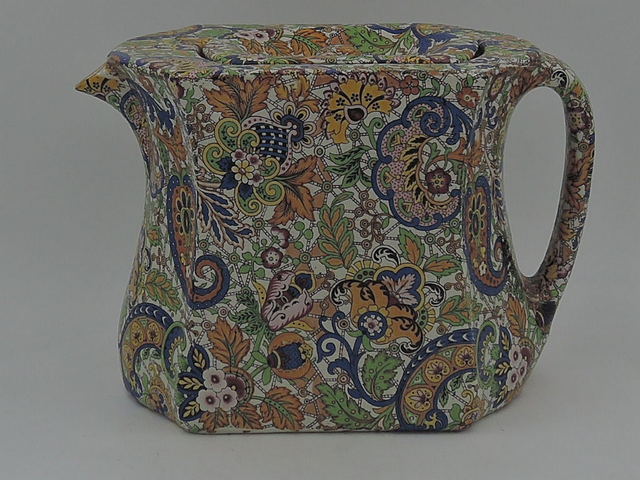 Vintage Chintz Paisley Large Teapot Pottery Mid Century Modern