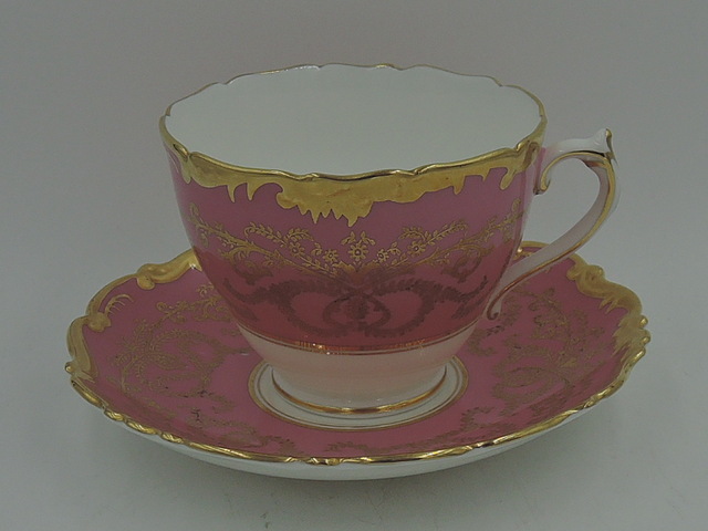 Rare! Vintage Coalport Pink Anniversary Cup & Saucer Teacup