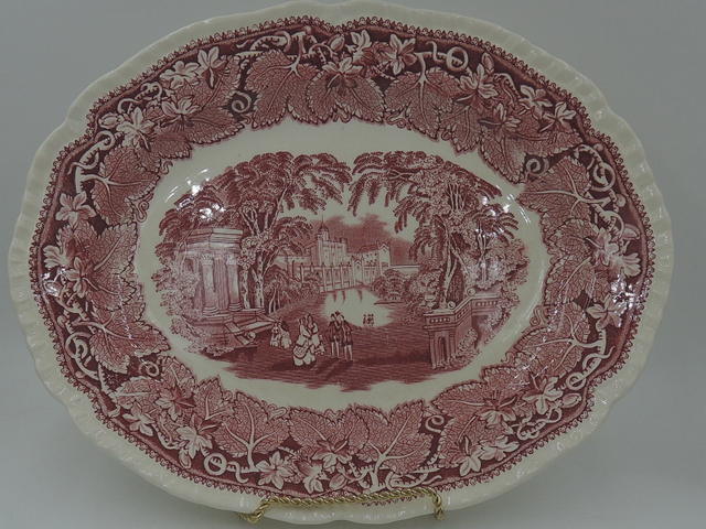 Vintage Masons Vista Red/Pink Transferware 11" Platter Dish