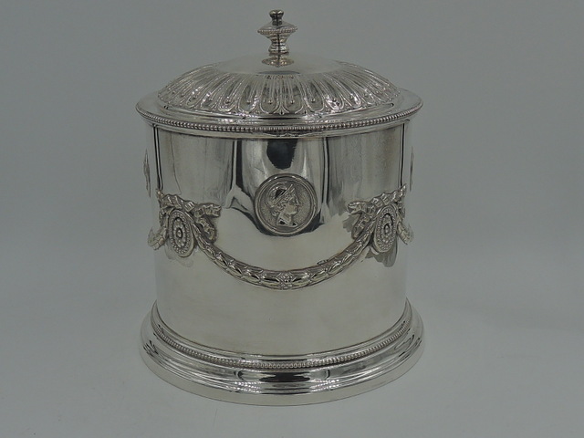 Antique Elkington & Co. Silverplate Empire Style Tea Caddy 19th C. Silver Plate