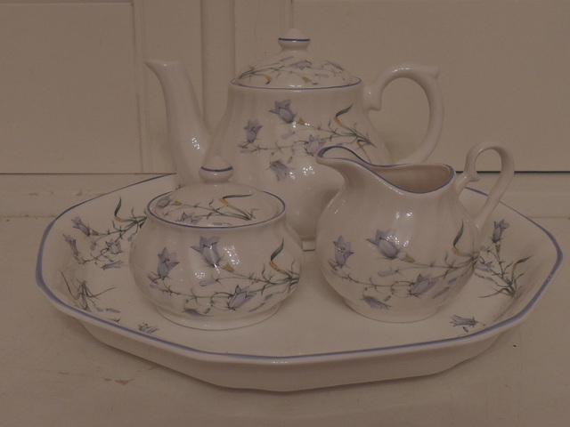 Vintage Kirsty Jayne Blue Harebell Breakfast Set Teapot Tea For One
