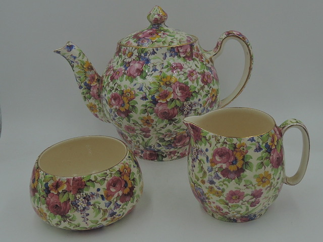 Vintage Royal Winton Chintz Summertime Tea Set Teapot 1950's