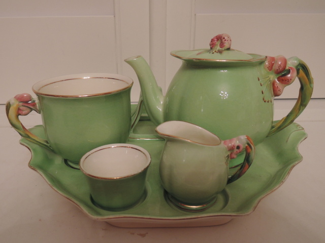 Vintage Royal Winton Green Tiger Lily Breakfast Set Tea For One