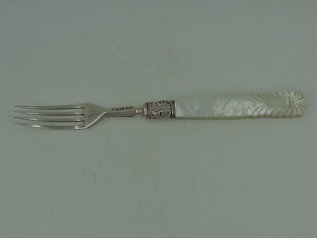 Victorian Sterling Silver & Mother of Pearl Handle Dinner Fork Hallmarked 1875