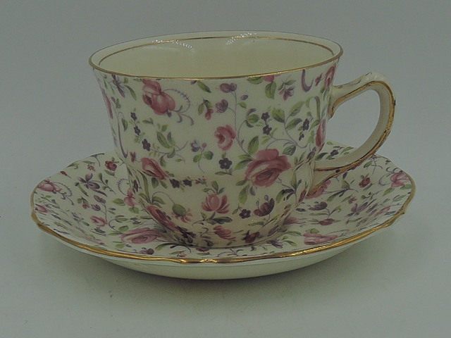 Vintage Royal Winton Chintz Rose Dubarry Cup & Saucer Pink Roses