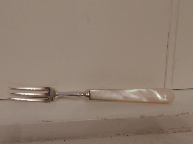 Antique English Sterling Silver & Mother of Pearl Cake Fork London 1933