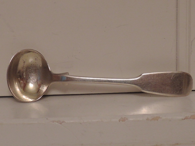 Antique English Solid Sterling Silver Mustard Spoon Hallmarked Exeter 1840