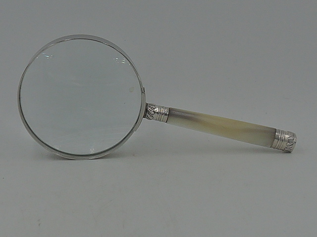 Antique Sterling Silver & Mother of Pearl Handle Magnifying Glass 1890
