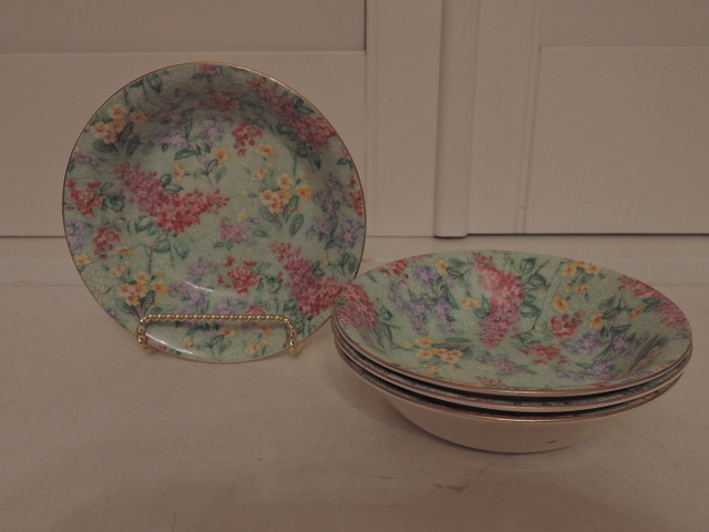 Rare! Vintage Empire Ware Chintz Lilac Time Set of 4 Bowls