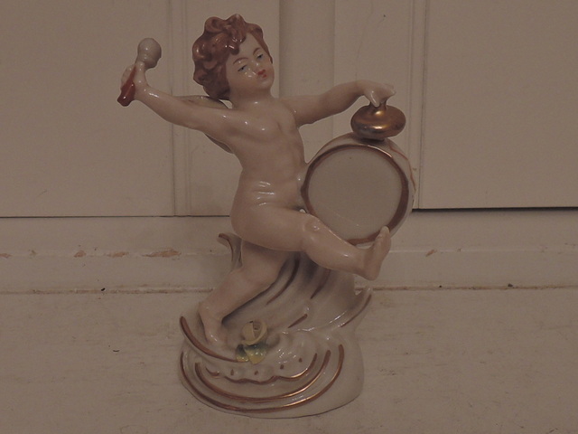 Vintage Capodimonte Italian Porcelain Angel w/Drum Figurine Statue